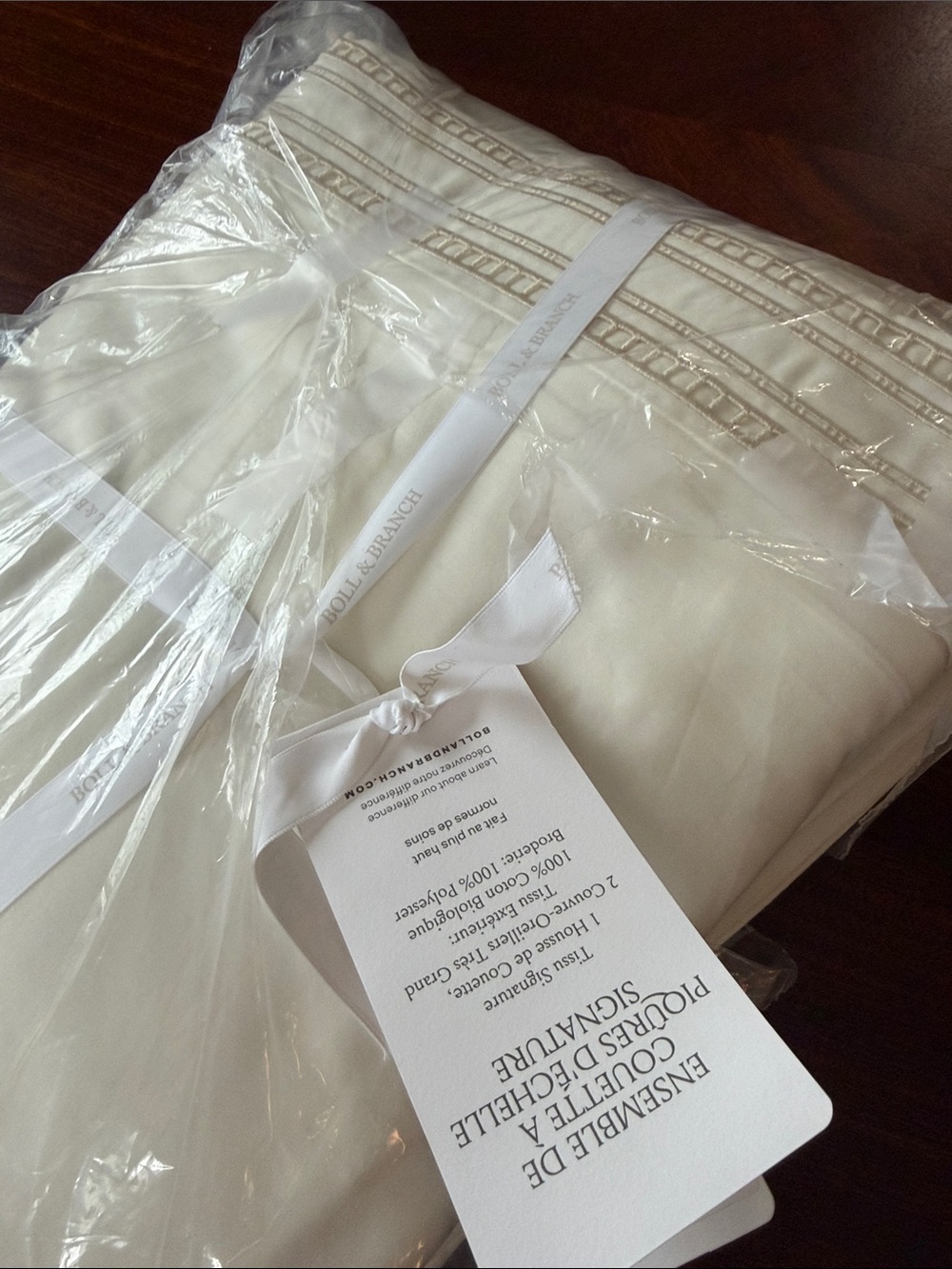 Boll & Branch Signature Ladder Stitch Duvet Set Cream/Sand, size C/K